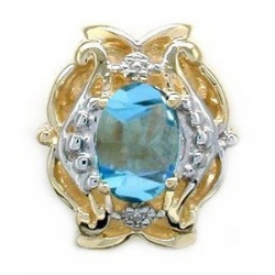 B589 14K BLUE TOPAZ SLIDE. 